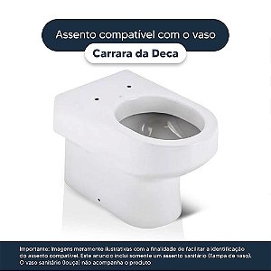 Tampa de Vaso Laqueado Com Amortecedor Carrara Branco para Bacia Deca com Ferragem Dourada