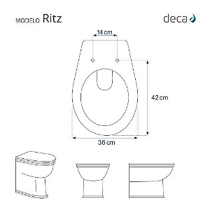 Tampa de Vaso Sanitário com Amortecedor Ritz Branco para bacia Deca