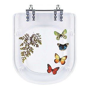 Tampa de Vaso Poliéster Decorada Borboleta Elite Transparente para louça Celite