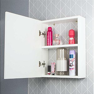 Armário para Banheiro com Espelho Luxor Branco 34cm