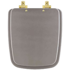 Tampa de Vaso MDF Com Amortecedor Boss Stone (Cinza Fosco) para Bacia Incepa com Ferragem Dourada