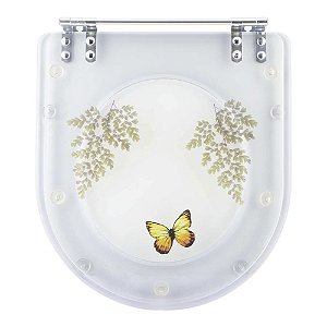 Tampa de Vaso Poliéster Decorada Borboleta Calypso Transparente para louça Incepa
