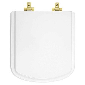 Tampa de Vaso MDF Com Amortecedor Bali Branco para bacia Incepa com Ferragem Dourada