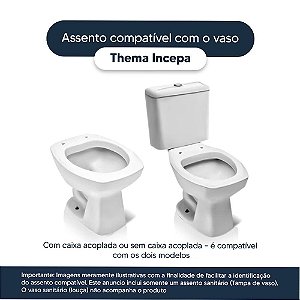 Tampa de Vaso MDF Com Amortecedor Thema Branco para bacia Incepa com Ferragem Dourada