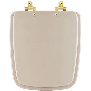 Tampa de Vaso MDF Com Amortecedor Boss Beige (Bege Fosco) para Bacia Incepa com Ferragem Dourada