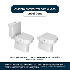 Tampa de Vaso Laqueado Com Amortecedor Level Branco para Bacia Deca com Ferragem Dourada