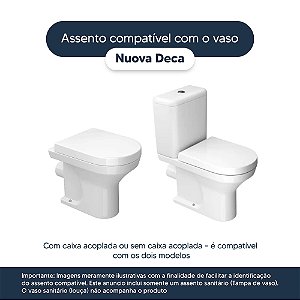 Tampa de Vaso Laqueado Com Amortecedor Nuova Branco para Bacia Deca com Ferragem Dourada