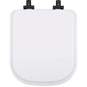 Tampa de Vaso Laqueado Com Amortecedor Quadra Branco para Bacia Deca com Ferragem Preta