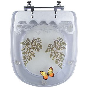 Tampa De Vaso Decorada Borboleta Square Transparente para Vaso Lorenzetti