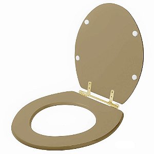 Assento Sanitário Convencional Oval Bege Castor para vaso Deca com Ferragem Dourada