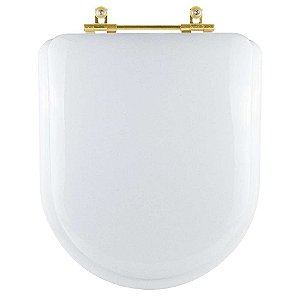 Assento Sanitário Almofadado Carrara Branco para vaso Deca com Ferragem Dourada