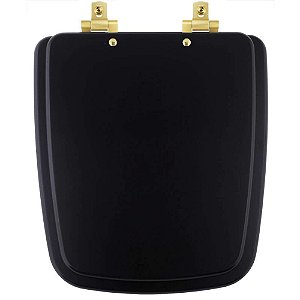 Tampa de Vaso MDF Com Amortecedor Boss Matte Black para Bacia Incepa com Ferragem Dourada