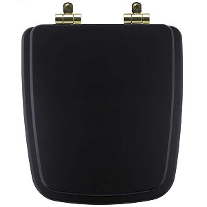 Tampa de Vaso Poliéster Com Amortecedor Boss Matte Black (Preto Fosco) para Bacia Incepa com Ferragem Dourada