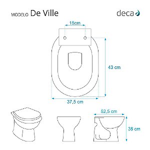 Assento Sanitário Poliester De Ville Creme Ferragem Dourada Para Vaso Deca
