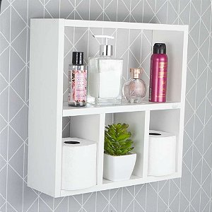 Nicho Porta Papel Organizador para Banheiro Branco 40cm