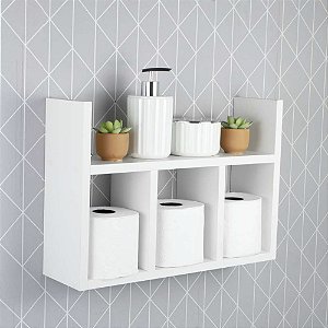 Prateleira Decorativa Porta Papel para Banheiro 40cm Djon