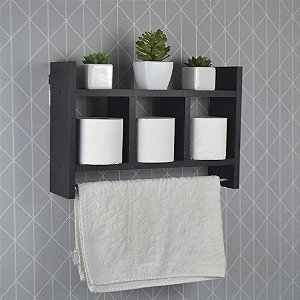 Nicho Toalheiro Preto 45 x 30cm para Banheiro