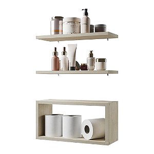 Kit Prateleira Nicho Bruges para Banheiro Carvalho 40 x 12cm