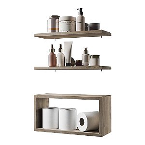 Kit Prateleira Nicho Bruges para Banheiro Freijó 40 x 12cm