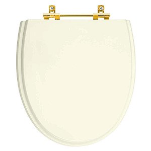 Tampa de Vaso Laqueado Eros Biscuit para bacia Incepa com Ferragem Dourada