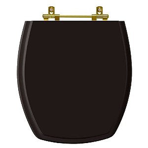 Tampa de Vaso Laqueado Thema Preto para bacia Incepa com Ferragem Dourada