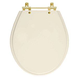 Tampa de Vaso Poliéster Ravena Amendoa para bacia Deca com Ferragem Dourada