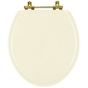 Tampa de Vaso Poliéster Spot Creme para bacia Deca com Ferragem Dourada