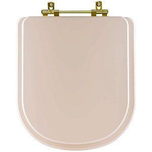 Tampa de Vaso Poliéster Vogue Plus Amendoa para bacia Deca com Ferragem Dourada