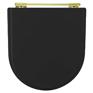 Tampa de Vaso Poliéster Calypso Preto para bacia Incepa com Ferragem Dourada