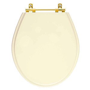 Tampa de Vaso Poliéster Carina Bone para bacia Ideal Standard com Ferragem Dourada