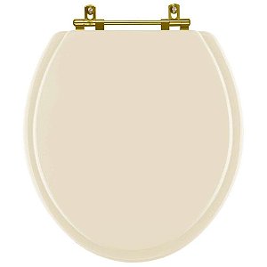 Tampa de Vaso Poliéster Convencional Bone para bacia Ideal Standard com Ferragem Dourada