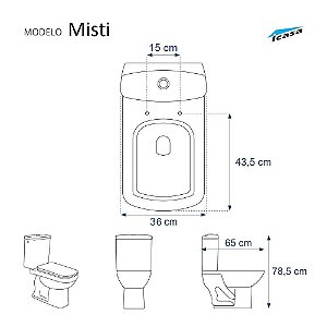 Assento Sanitário Laqueado Soft Close Misti Branco para vaso Icasa