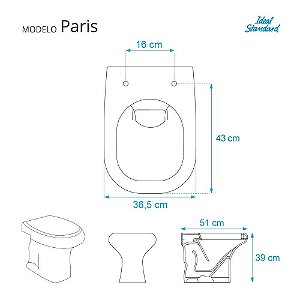 Tampa De Vaso Sanitario Com Amortecedor Paris Branco Para Bacia Ideal Standard