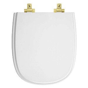 Tampa de Vaso Com Fechamento Lento Sabatini Branco para louça Icasa com Ferragem Dourada