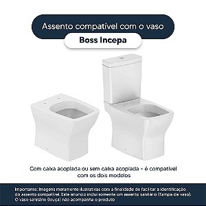 Assento Sanitário MDF Soft Close Boss Branco para Vaso Incepa com Ferragem Dourada