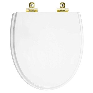 Assento Sanitário Soft Close Eros Branco para vaso Incepa com Ferragem Dourada