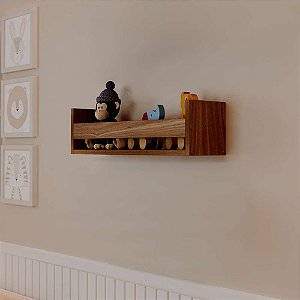 Prateleira Porta Brinquedo Freijó 50 x 12cm Suporte Invisivel