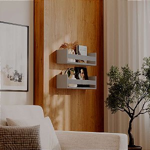 Kit 2 Prateleiras Porta Livros Cinza Claro 50 x 12cm Suporte Invisivel