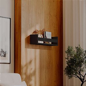 Prateleira Porta Livro Preta 60 x 12cm Suporte Invisivel