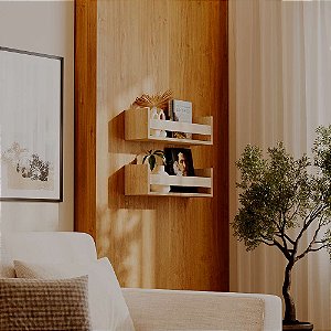 Kit 2 Prateleiras Porta Livros Carvalho 60 x 12cm Suporte Invisivel