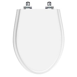 Tampa de Vaso Laqueado Soft Close Oval Alongado Branco para bacia Acqualive