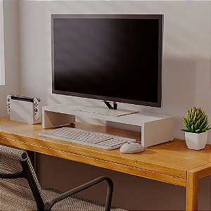 Suporte Elevado para Monitor Mesa Escritorio Branco