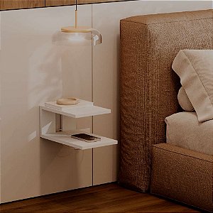 Mesa de Cabeceira Oslo 23x15cm Branco Quarto