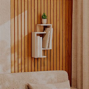 Nicho Decorativo Zurique Branco com Freijó para Quarto Hall