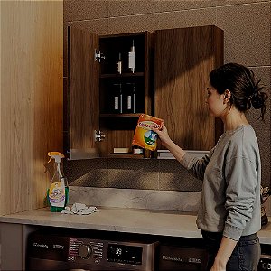 Armário Multiuso Aéreo 30cm para Lavanderia Nogal