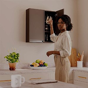 Armário Despensa Suspenso Cozinha 30cm Preto