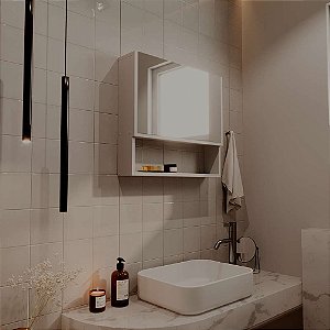 Armário para Banheiro com Espelho Duplo Branco 55cm