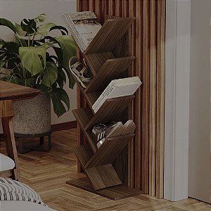 Estante Vertical Zig Zag Organizador Livros e Sapatos Freijó