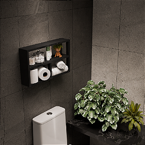 Nicho para Banheiro Lavabo Atenas Preto 50 x 30cm