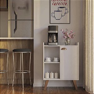Aparador Caffe Organizador Mumbai Branco com Puxador Rose Gold